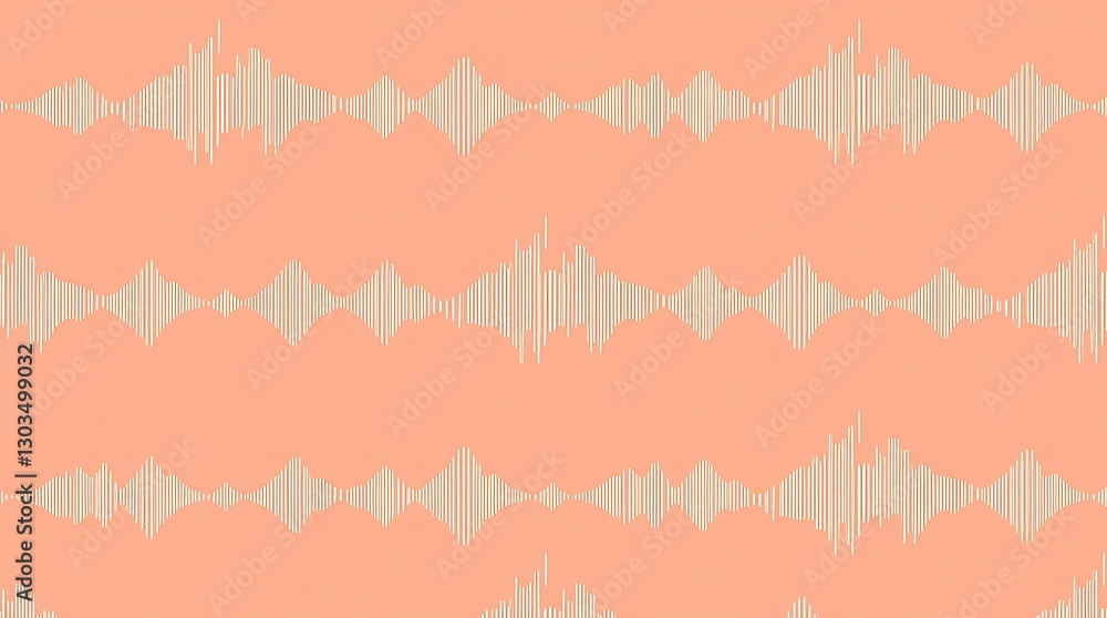 Poster harmonious waves: a mesmerizing pattern of rhythmic, wave-like forms in gentle peach tones, evoking 