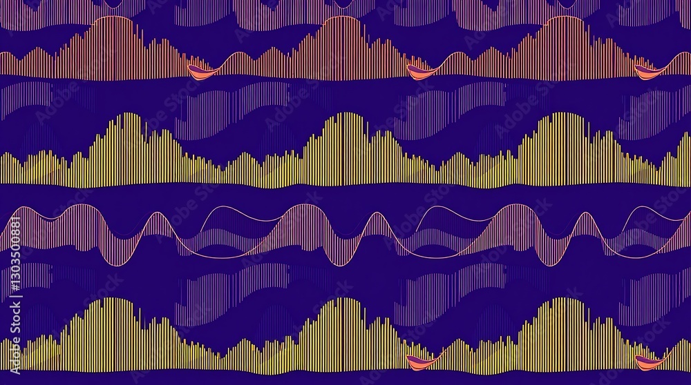 Poster digital soundwaves: a mesmerizing visual representation of sound waves in vibrant, rhythmic patterns