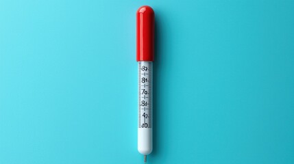 Isolated digital thermometer on teal background