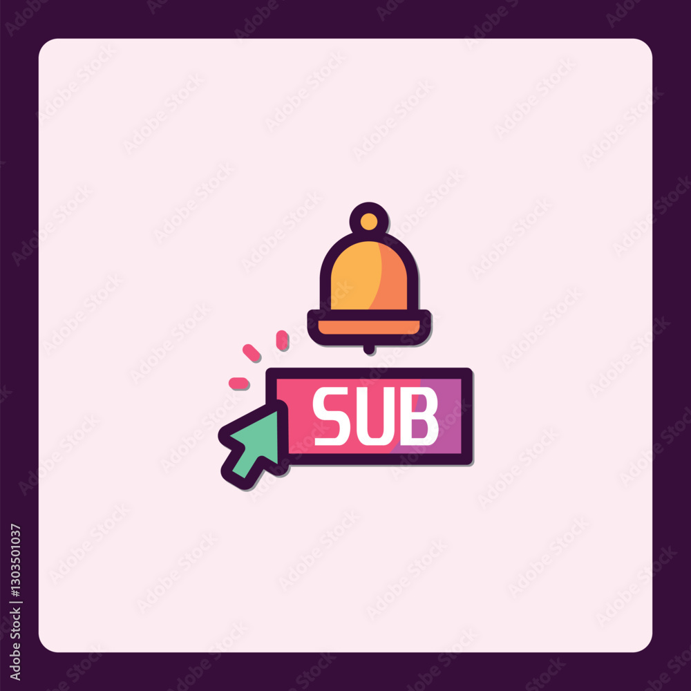 Poster colorful subscription notification icon with cursor activation prompt