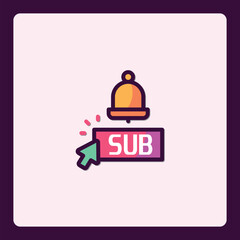 Colorful subscription notification icon with cursor activation prompt