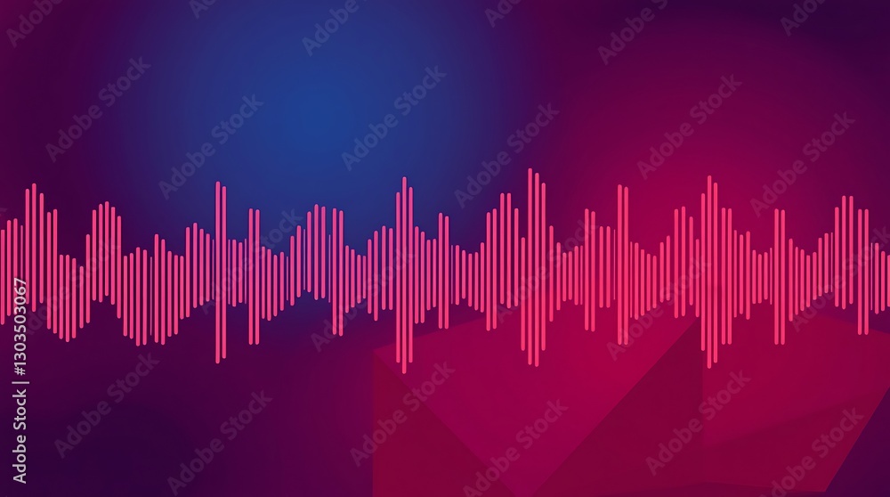 Poster vibrant soundwave: a dynamic audio waveform pulsates with energy against a gradient backdrop, visual