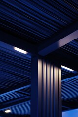Naklejka premium Modern Architectural Design: Capturing the essence of contemporary construction, showcasing clean lines, and geometric patterns of a building.