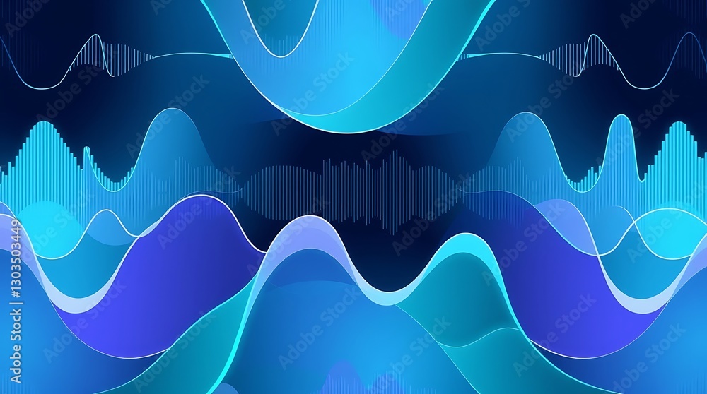 Aufkleber abstract blue waves: a mesmerizing composition of flowing blue waves in varying shades, creating a s