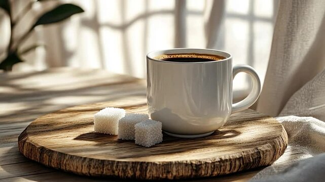 Morning Coffee Break: A Cozy Cup of Joe with Sugar Cubes