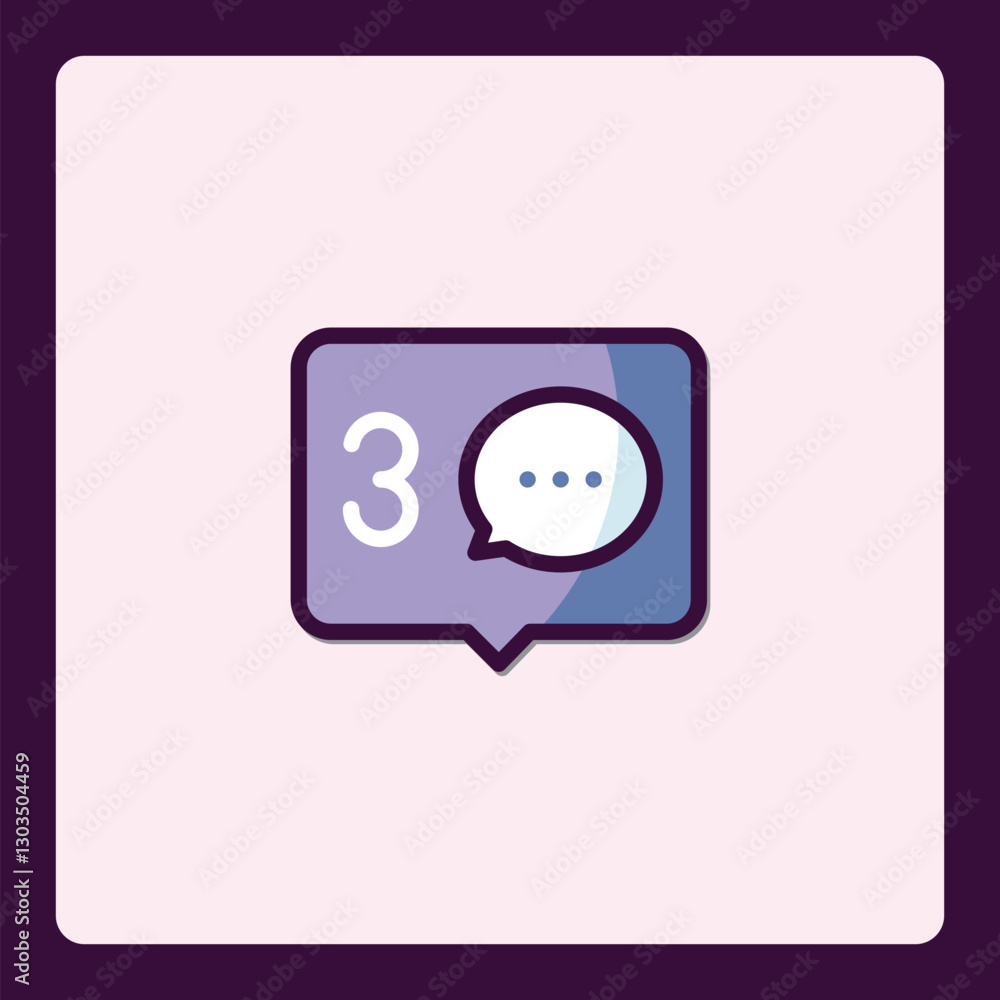 Poster Notification Icon with Message Count for Social Media and Application Use