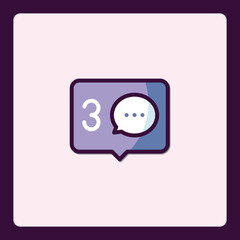 Notification Icon with Message Count for Social Media and Application Use