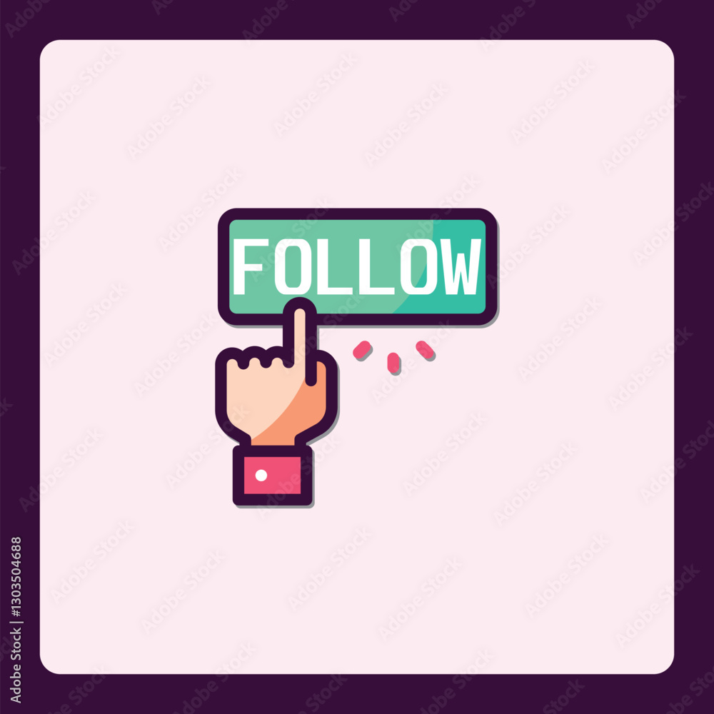 Aufkleber stylized follow button icon with hand pointer for social media usage