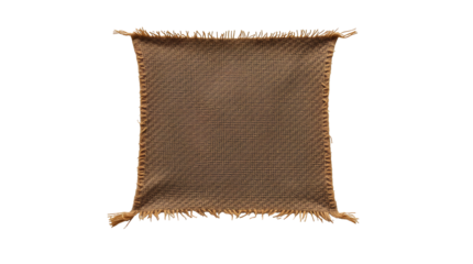 Photo of square burlap fabric sample isolated on transparent background.png