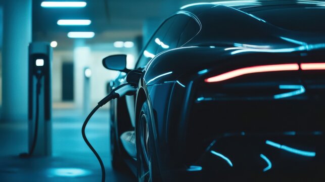 Luxury EV Charging Station in Urban Hotel Parking Lot