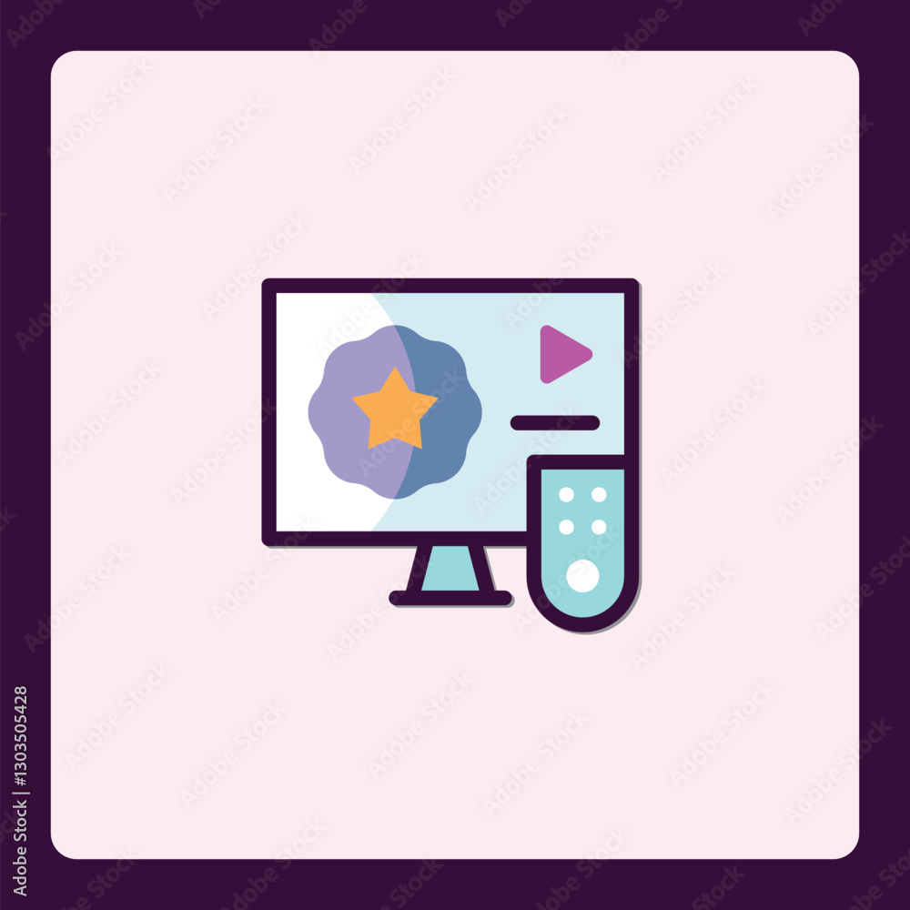 Poster creative media streaming device icon design with navigation controls concept