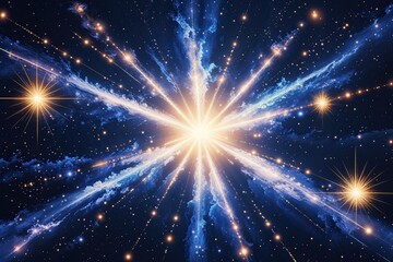 Obraz premium Stunning Cosmic Navy Background with Glowing Accents and Bright Light for Science and Business Branding