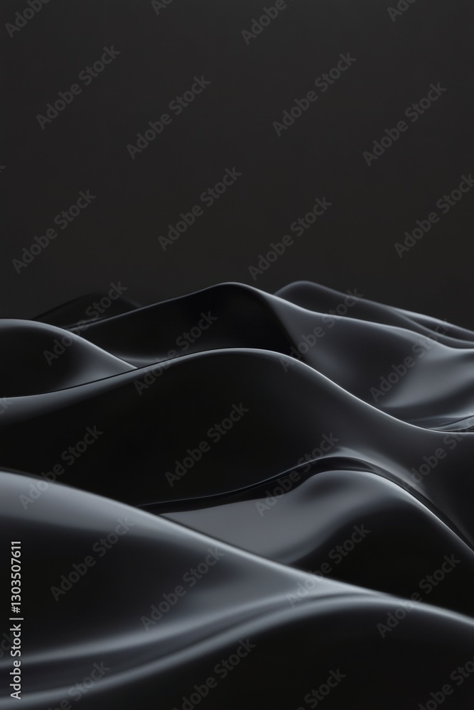 Poster abstract dark waves: an abstract, high-definition image depicts a series of undulating waves, each o