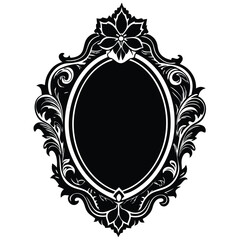circle mirror silhouette, mirror frame silhouette