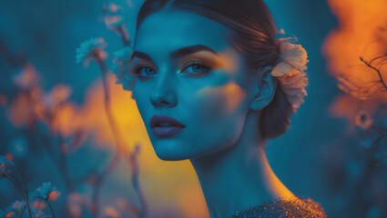 Smiling Woman in Nature with Golden Sunlight