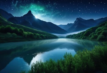 breathtaking moonlit landscapes displaying stunning natural beauty perfect premium wall art decoration, nightscape, starscape, sky, light, scenery
