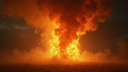   A vivid depiction of a fierce fire tornado, with intricate details of swirling flames, smoke, and debris, set in a realistic 8k resolution for an , ultra detailed, 8k resolution, HDR, professional