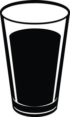 Minimalist Black and White Glass Icon - Drink Symbol.