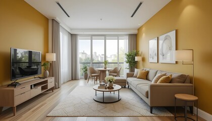 Trendy Apartment with Mustard Yellow Accent Wall