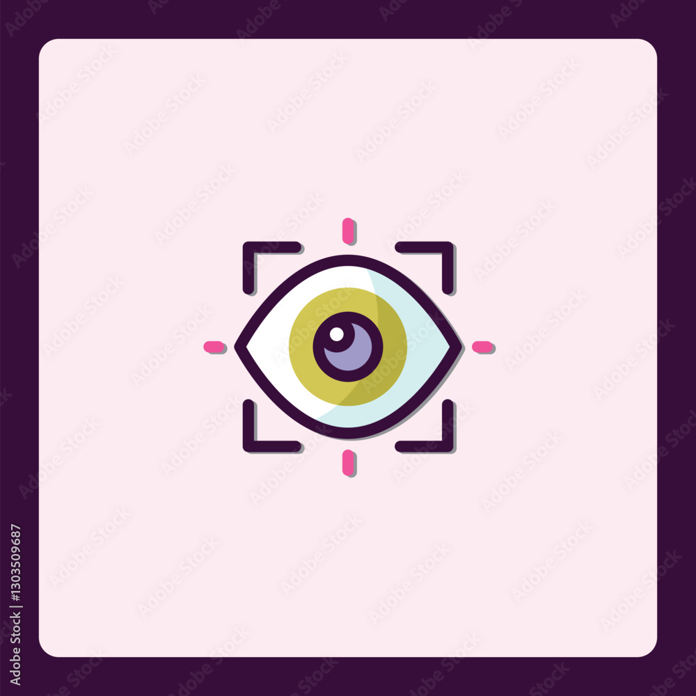 Poster stylish eye icon with detection grid representing digital security scan