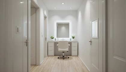 Minimalist Beauty Salon with LED Mirror and Recessed Lighting