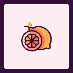 Vibrant Citrus Duo Icon Design Featuring a Whole and Sliced Orange