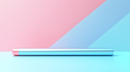 Metallic pencil on pastel background