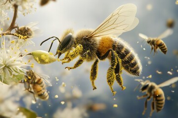 Bees Gathering Nectar