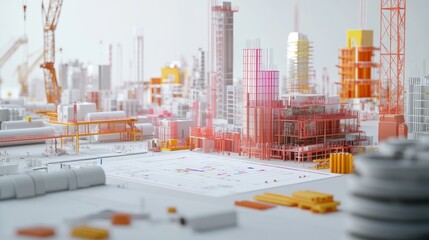 Obraz premium Colorful 3D model of an industrial complex design