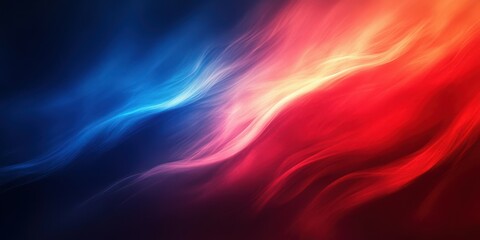 Bright blue and red abstract wave patterns creating a mesmerizing visual in a dark background