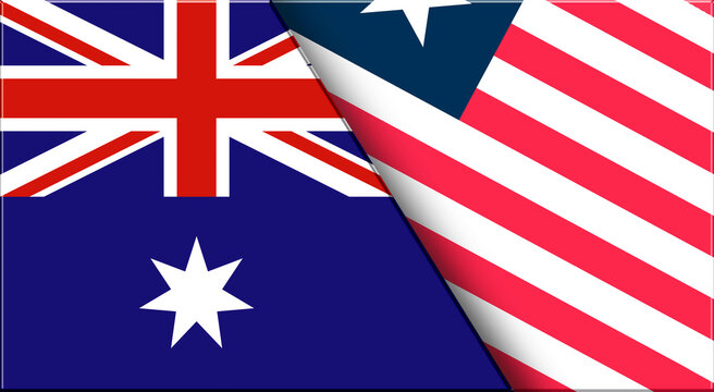Flags of Australia and Liberia. Australian and Liberian National flags