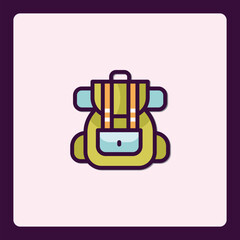 Stylized backpack icon for travel, school, and adventures in modern design