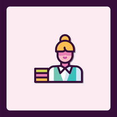 Professional woman icon with documents, suitable for business related websites