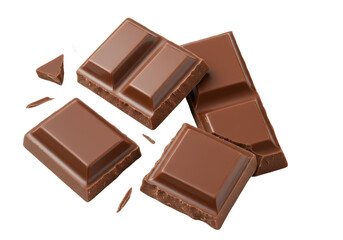 Fototapeta premium A stack of dark chocolate isolated on transparent background