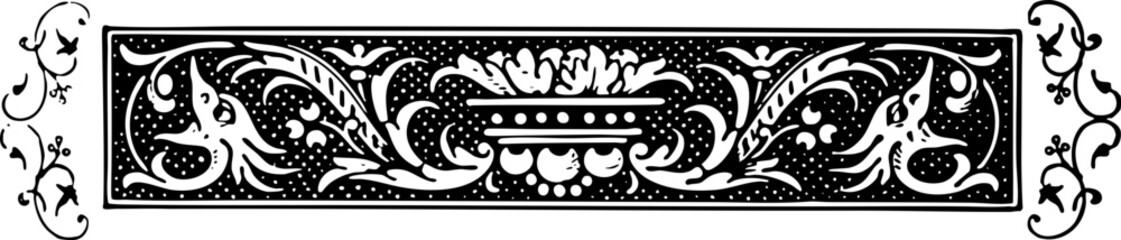 Intricate Decorative Border with Floral Motifs and Elegant Flourishes for 19th Century Book Design