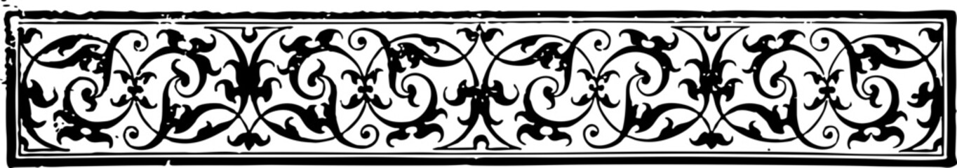 Ornate 19th Century Decorative Border in Black and White, Ideal for Vintage Design Projects