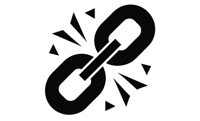Broken chain link icon, broken chain link icon, vector illustration