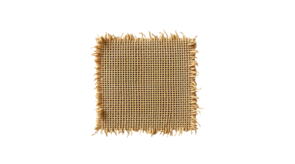 Photo of square burlap fabric sample isolated on transparent background.png