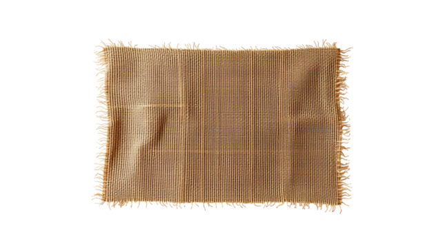 Photo of square burlap fabric sample isolated on transparent background.png