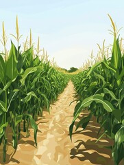 Obraz premium A corn farm on whiote background illustration