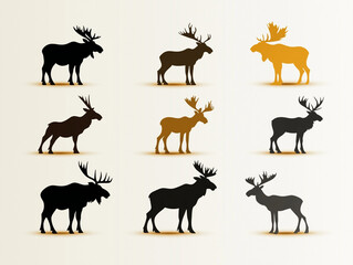 Obraz premium Icônes de caribous en flat design sur fond blanc