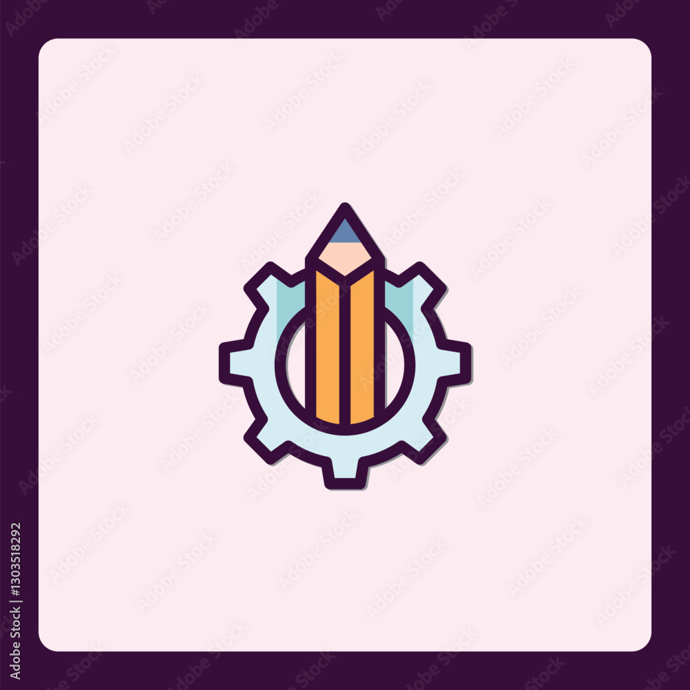 Poster creative process icon depicting design and engineering combination vector
