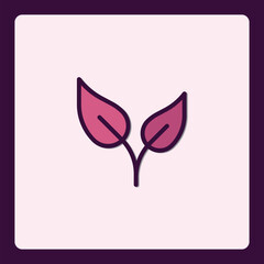 Elegant minimalist icon featuring two stylized leaves in a soft color palette