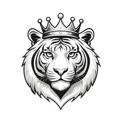 Obraz premium tiger head with king crown logo 