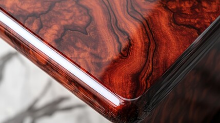 Obraz premium Glossy mahogany lacquered wood with smooth polished finish