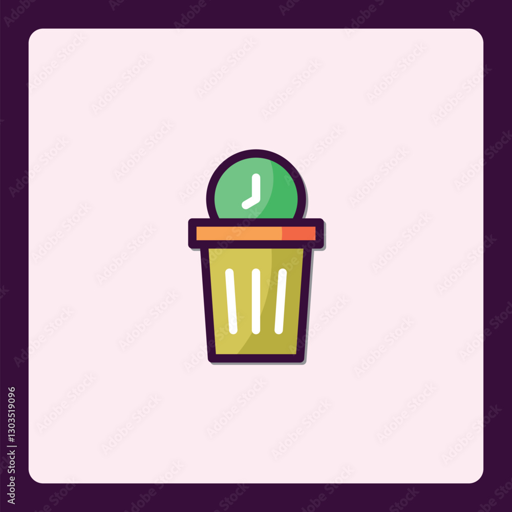 Poster time management concept visualized through a simple bin icon graphic design