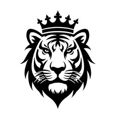 Obraz premium vector logo tiger head with king crown 