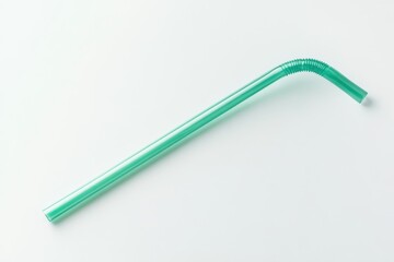 Artistic representation of a flexible green straw on a clean white background showcasing simplicity isolated on transparent background