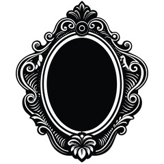 luxurious mirror frame silhouette, circle mirror silhouette