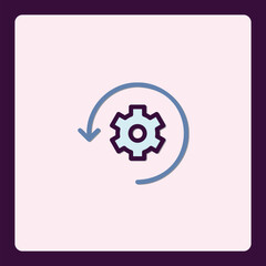 Gear rotation icon, mechanism process graphic, optimization wheel operation concept